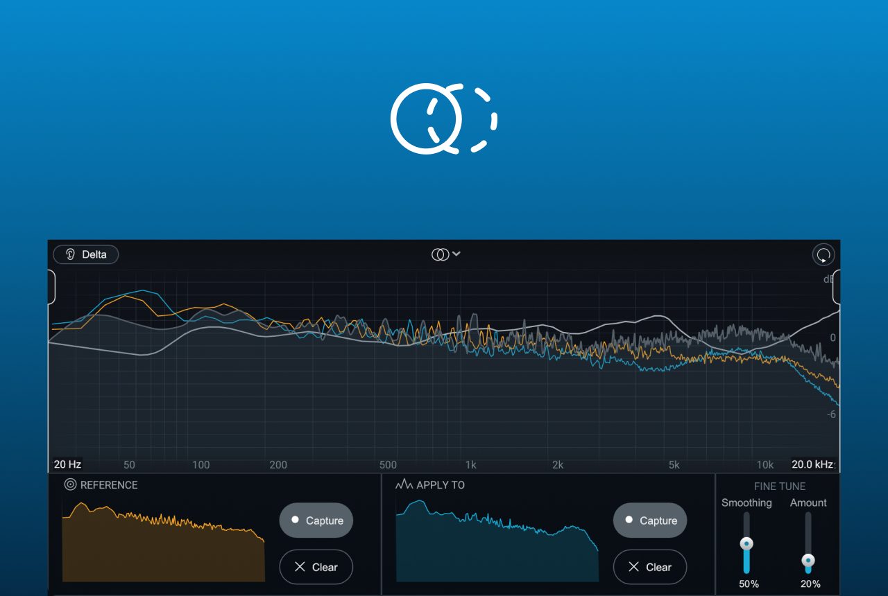 iZotope Ozone 12 Match EQ module comparing a target curve to the current mix