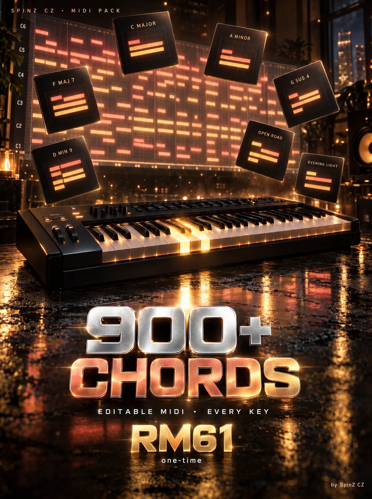 900+ Chords (MIDI Pack): 900 editable MIDI chord files by SpinZ CZ