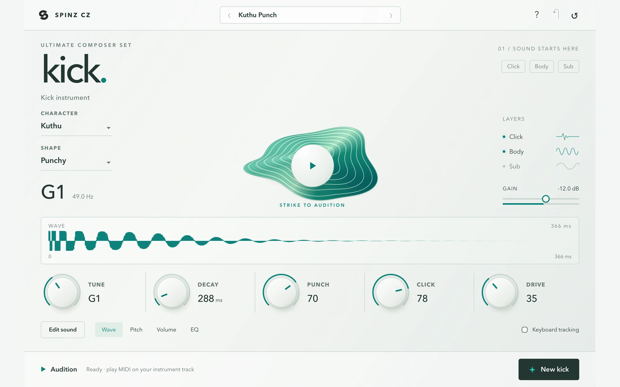 Kick plug-in interface